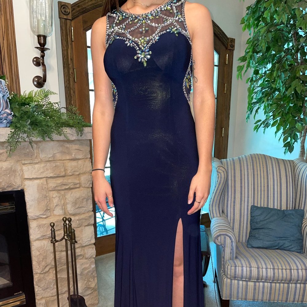 Betsy and Adam Prom Dress- Navy and Lime